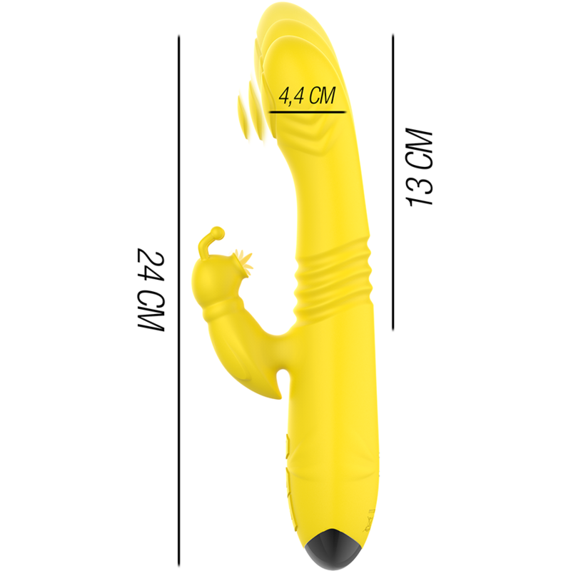INTENSE - TOKY VIBRADOR MULTIFUNCIÓN RECARGABLE UP  DOWN CON ESTIMULADOR DE CLITORIS AMARILLO - Imagen 4