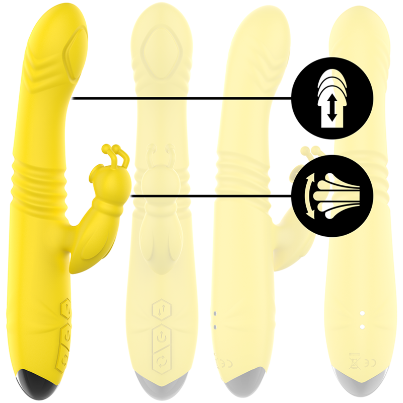 INTENSE - TOKY VIBRADOR MULTIFUNCIÓN RECARGABLE UP  DOWN CON ESTIMULADOR DE CLITORIS AMARILLO - Imagen 3