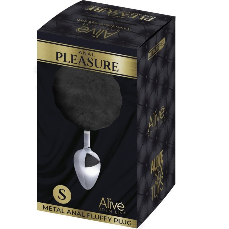 ALIVE - ANAL PLEASURE PLUG LISO METAL POMPON NEGRO TALLA S - Imagen 2