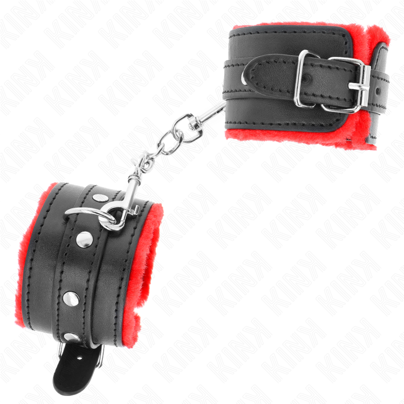 KINK - MUÑEQUERAS FORRADAS PREMIUM ROJO CON CORREA NEGRO AJUSTABLE 17-29 CM X 6 CM - Imagen 2