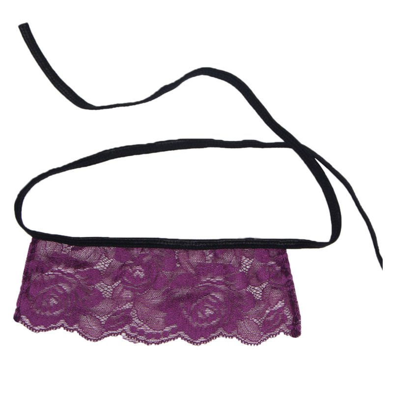 SUBBLIME - CORSET TANGA Y ANTIFAZ NEGRO Y MORADO S/M - Imagen 4
