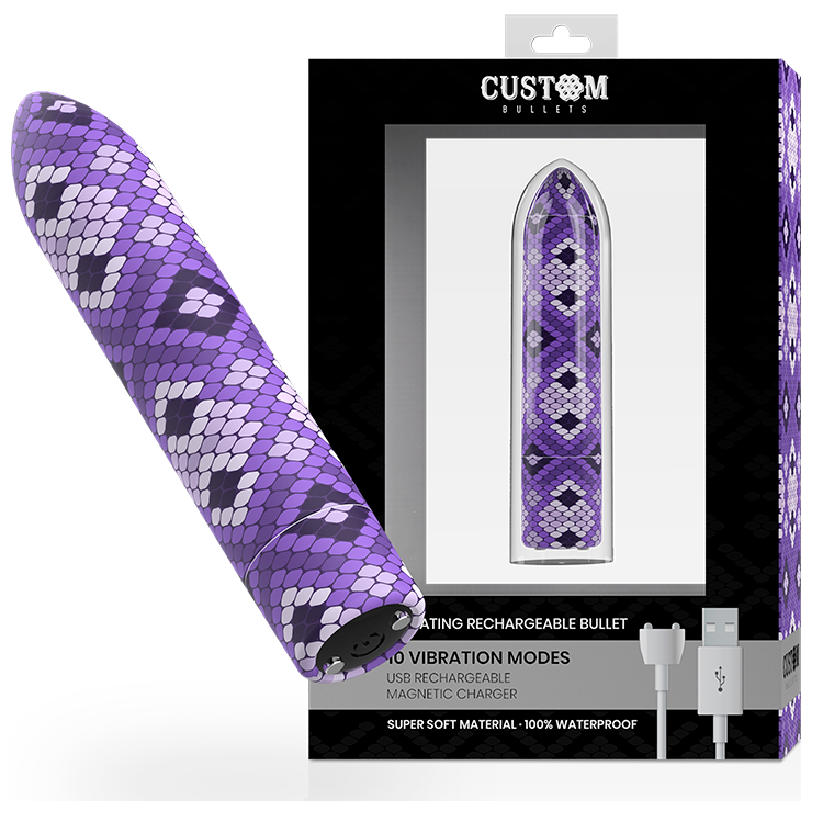 CUSTOM BULLETS - BALA RECARGABLE SNAKE LILA 10 INTENSIDADES - Imagen 2