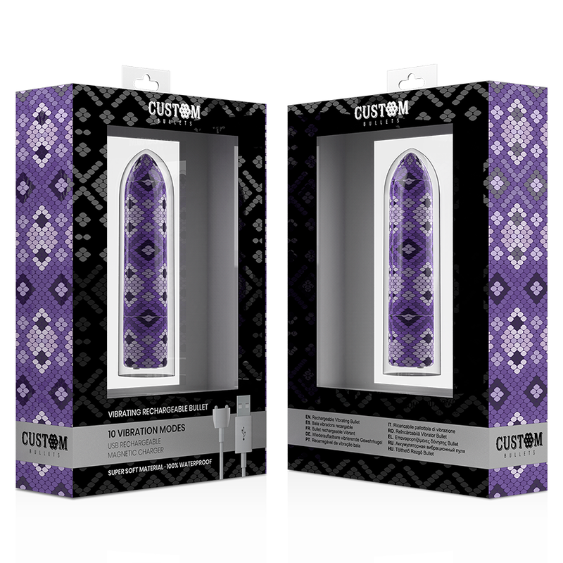 CUSTOM BULLETS - BALA RECARGABLE SNAKE LILA 10 INTENSIDADES - Imagen 5